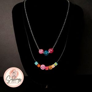 Chain Necklace with Woven Leather Necklace.